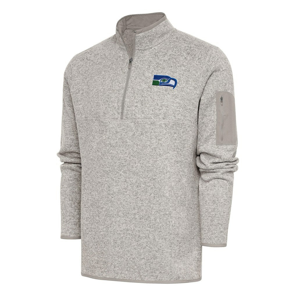 Antigua Throwback Fortune Quarter-Zip Pullover Jacket - Seattle Seahawks Pullover