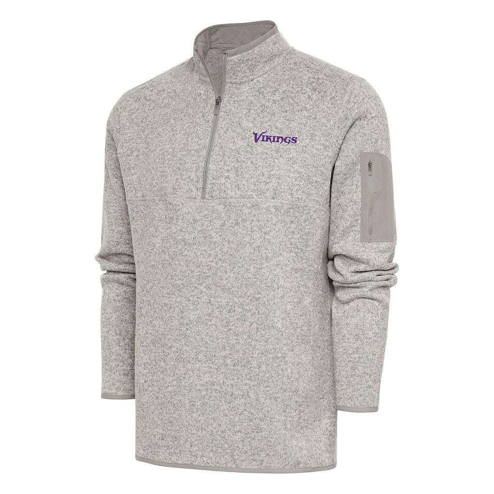 Antigua Throwback Fortune Quarter-Zip Pullover Jacket - Minnesota Vikings Pullover