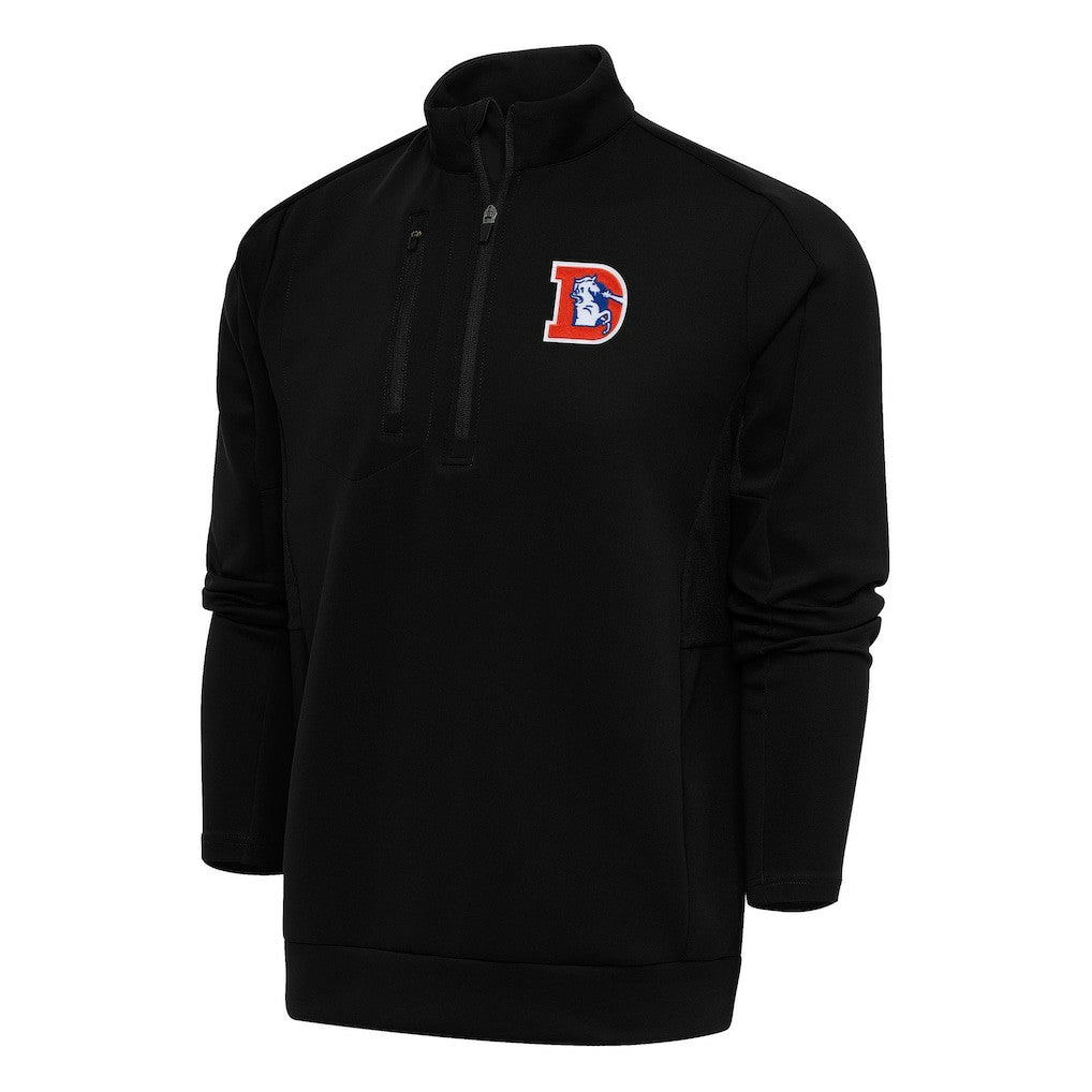 Antigua Team Logo Throwback Generation Quarter-Zip Pullover Top - Denver Broncos Pullover
