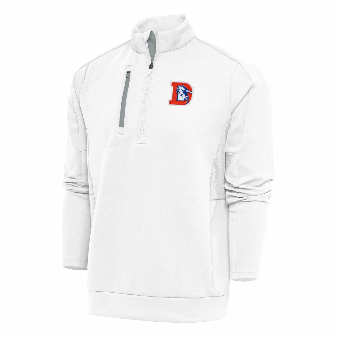 Antigua Team Logo Throwback Generation Quarter-Zip Pullover Top - Denver Broncos Pullover