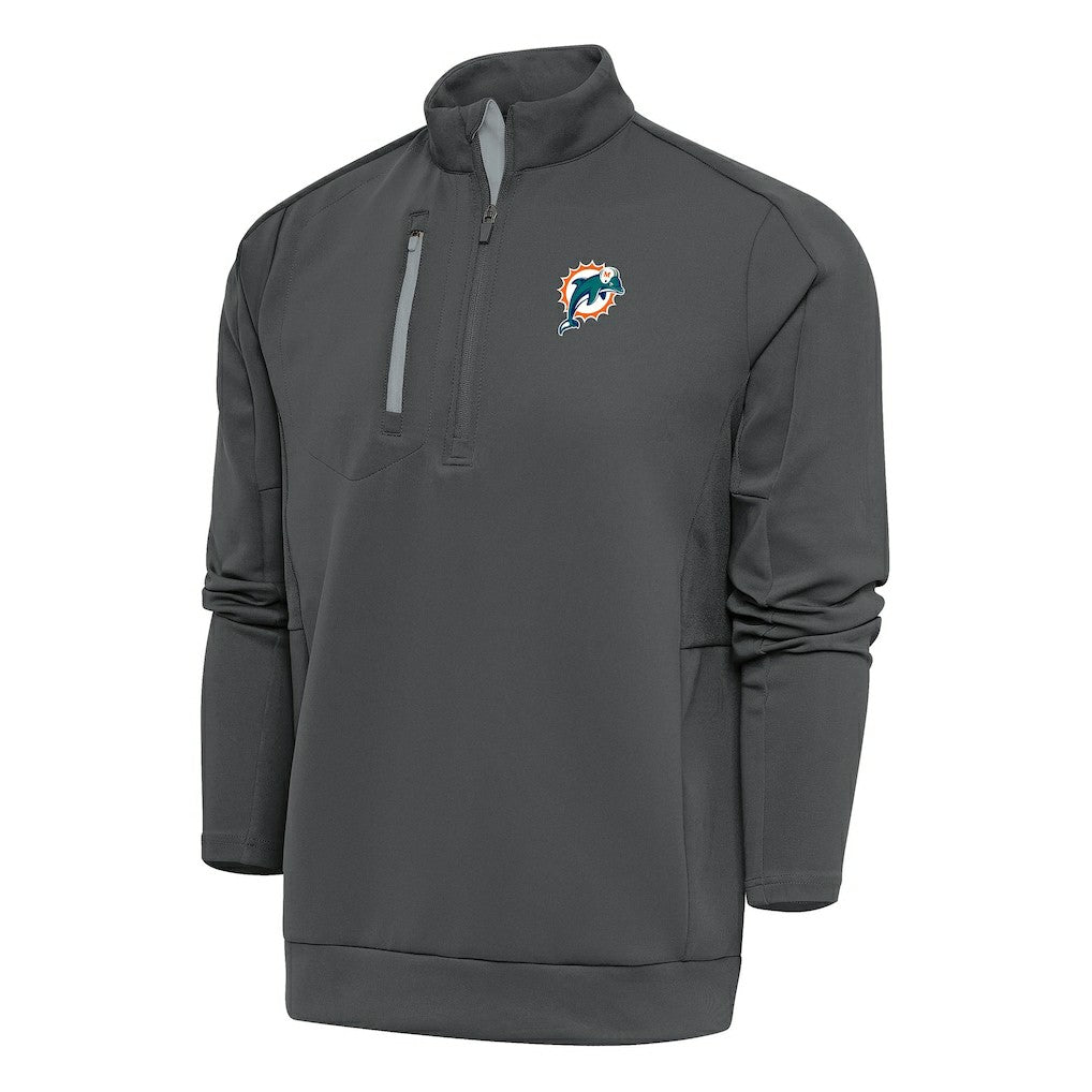 Antigua Team Logo Throwback Generation Quarter-Zip Pullover Top - Miami Dolphins Pullover