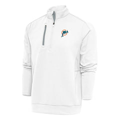 Antigua Team Logo Throwback Generation Quarter-Zip Pullover Top - Miami Dolphins Pullover