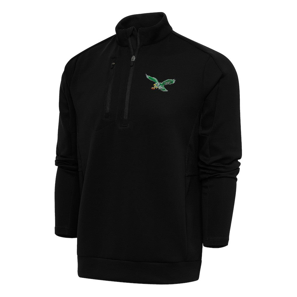 Antigua Team Logo Throwback Generation Quarter-Zip Pullover Top - Philadelphia Eagles Pullover