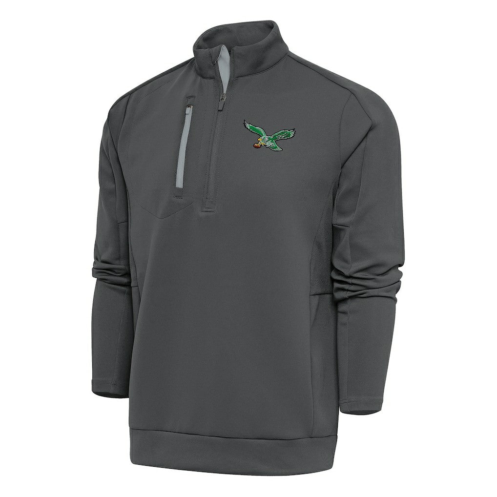 Antigua Team Logo Throwback Generation Quarter-Zip Pullover Top - Philadelphia Eagles Pullover