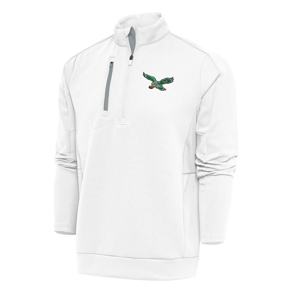 Antigua Team Logo Throwback Generation Quarter-Zip Pullover Top - Philadelphia Eagles Pullover