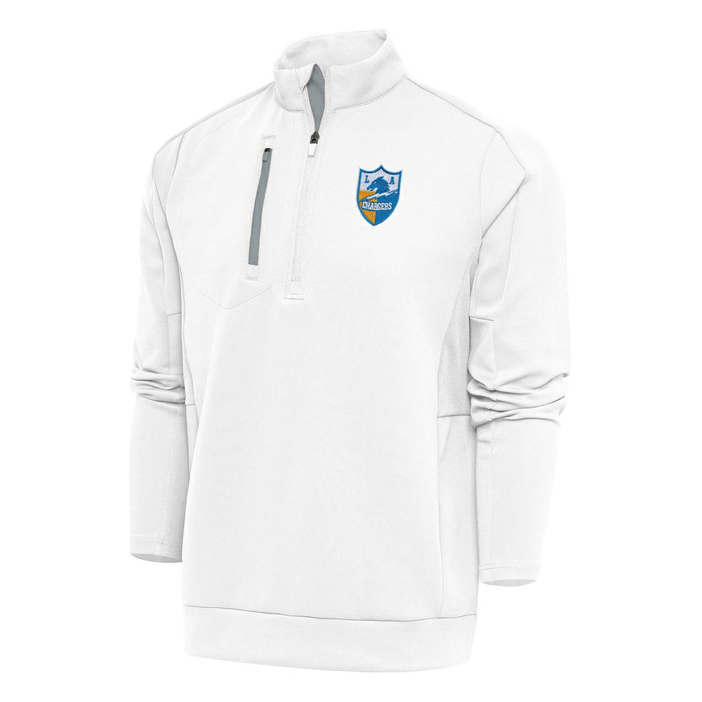 Antigua Team Logo Throwback Generation Quarter-Zip Pullover Top - Los Angeles Chargers Pullover