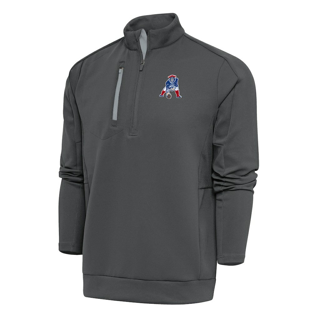 Antigua Team Logo Throwback Generation Quarter-Zip Pullover Top - New England Patriots Pullover