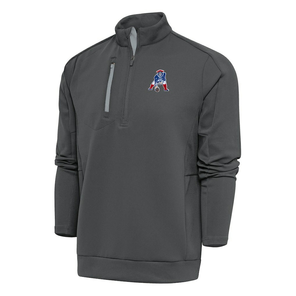 Antigua Team Logo Throwback Generation Quarter-Zip Pullover Top - New England Patriots Pullover
