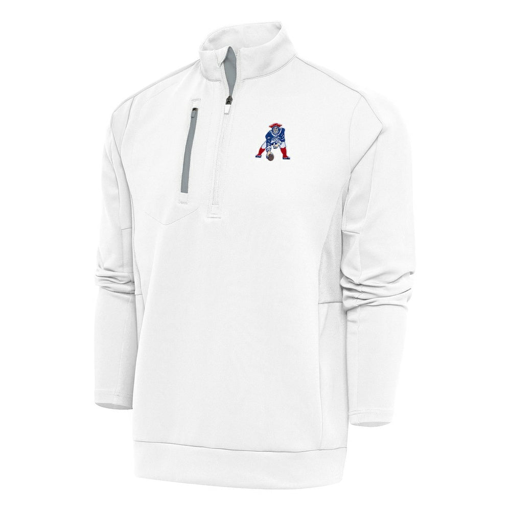 Antigua Team Logo Throwback Generation Quarter-Zip Pullover Top - New England Patriots Pullover