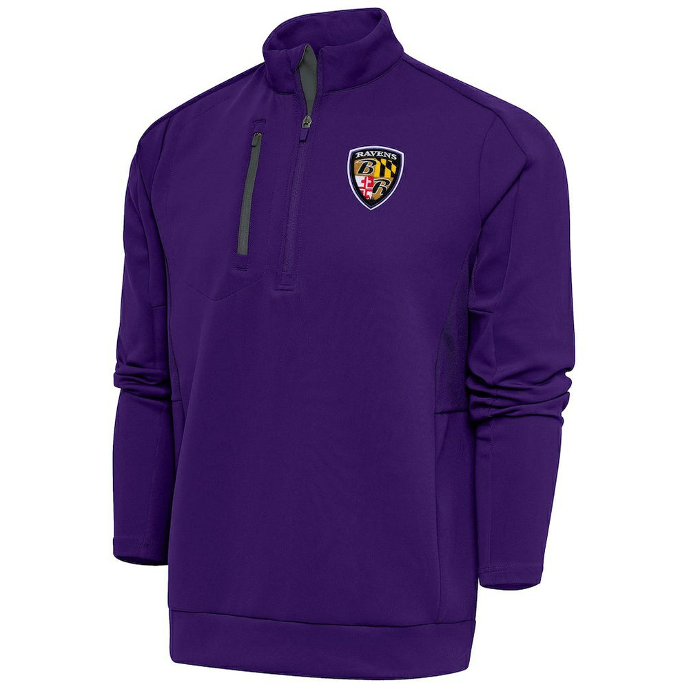 Antigua Team Logo Throwback Generation Quarter-Zip Pullover Top - Baltimore Ravens Pullover