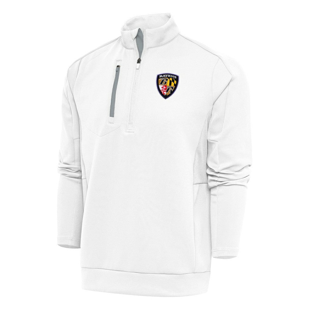 Antigua Team Logo Throwback Generation Quarter-Zip Pullover Top - Baltimore Ravens Pullover
