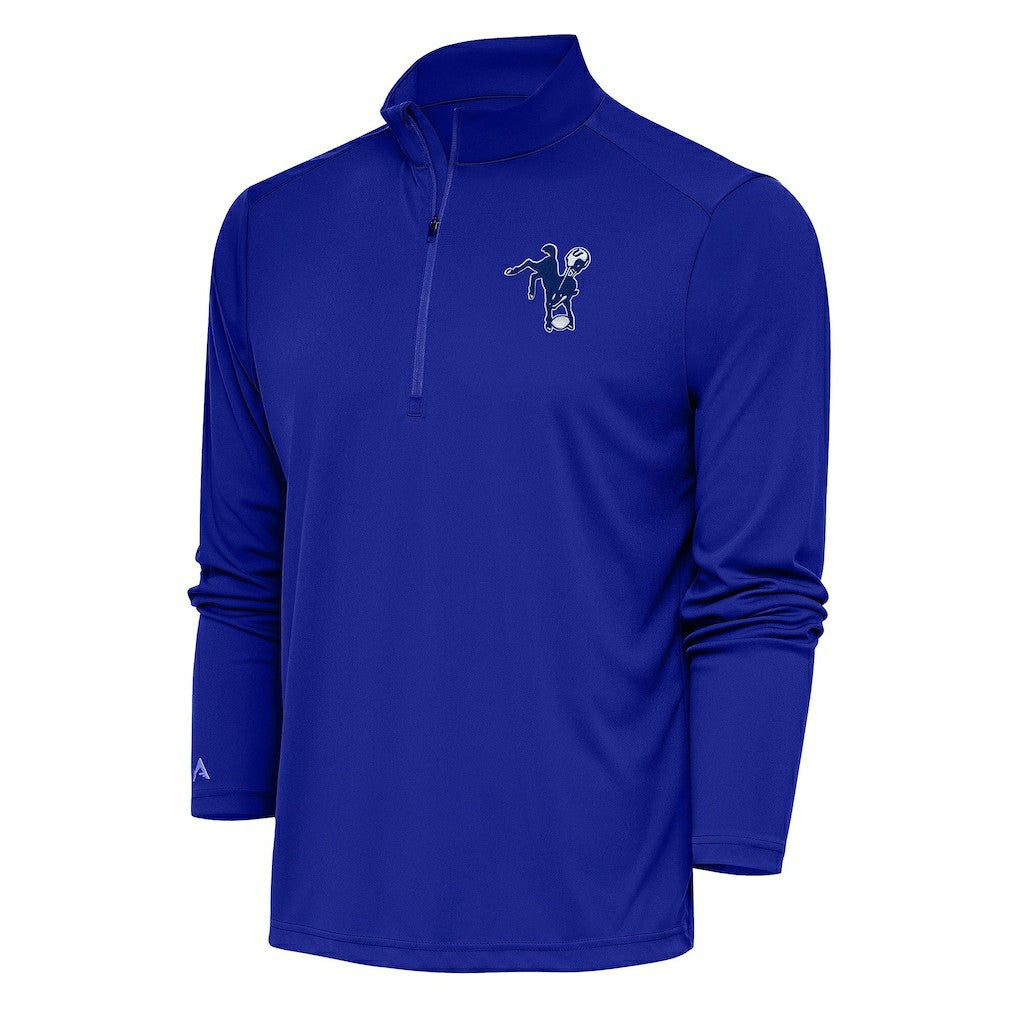 Antigua Team Logo Throwback Tribute Quarter-Zip Pullover Top - Indianapolis Colts Pullover