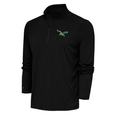 Antigua Team Logo Throwback Tribute Quarter-Zip Pullover Top - Philadelphia Eagles Pullover