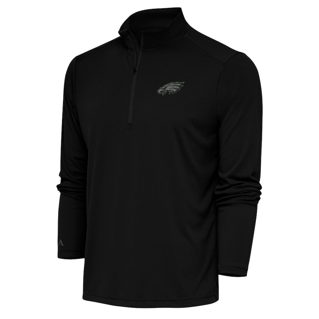 Antigua Tonal Logo Tribute Quarter-Zip Pullover Top - Philadelphia Eagles Pullover