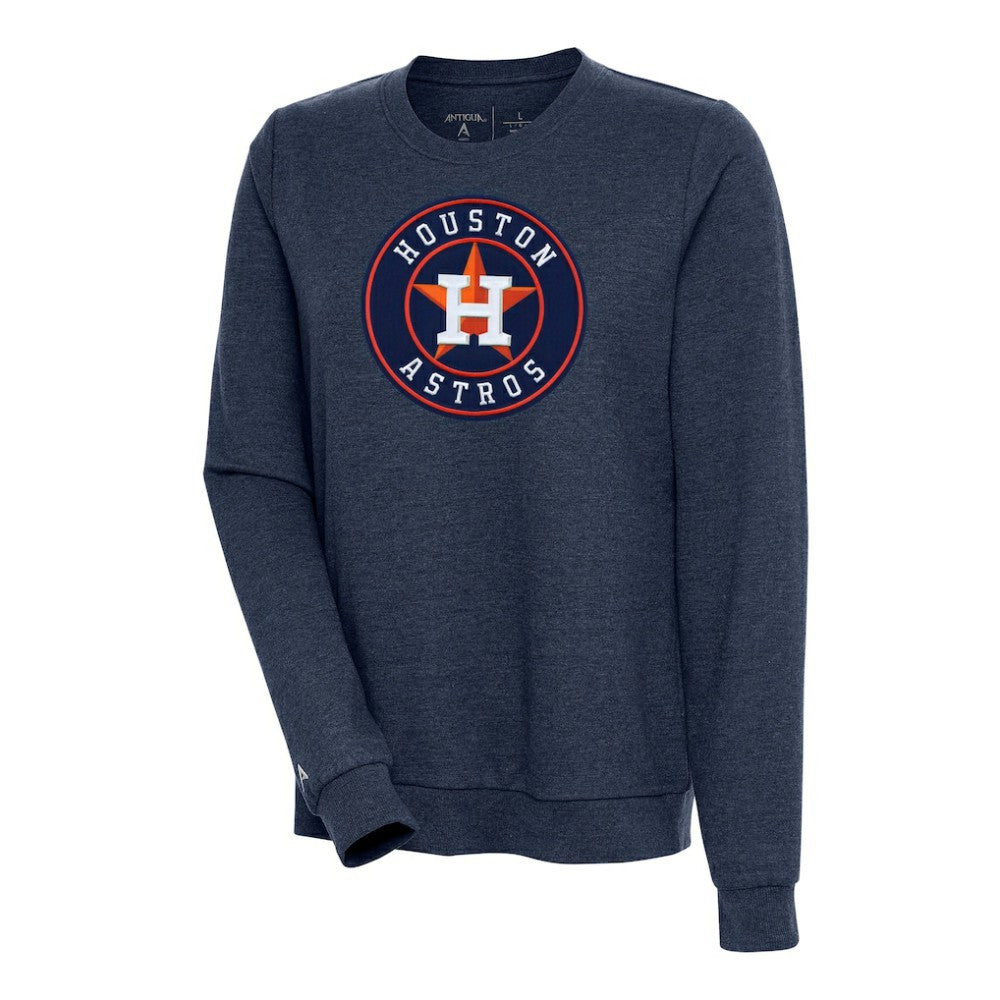 Heather Navy Houston Astros Antigua Women's Action Crewneck Pullover Sweatshirt