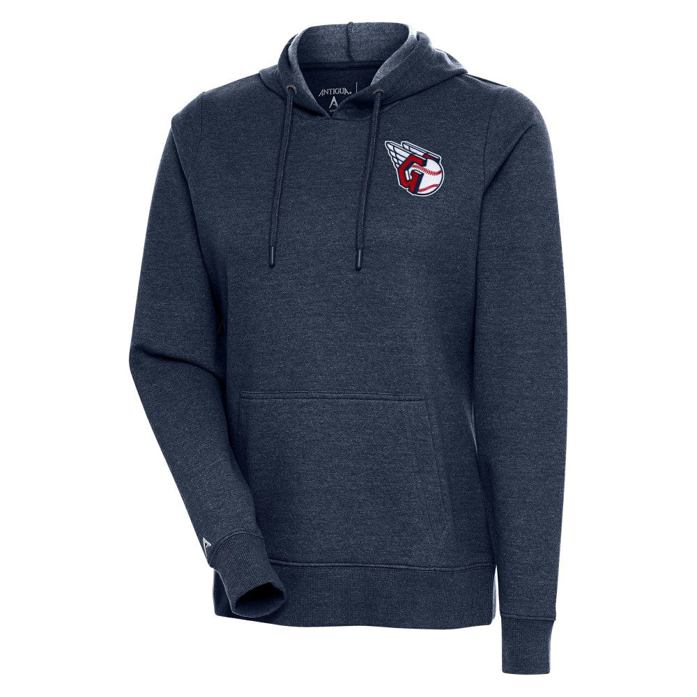 Heather Navy Cleveland Guardians Antigua Women's Action Pullover Hoodie