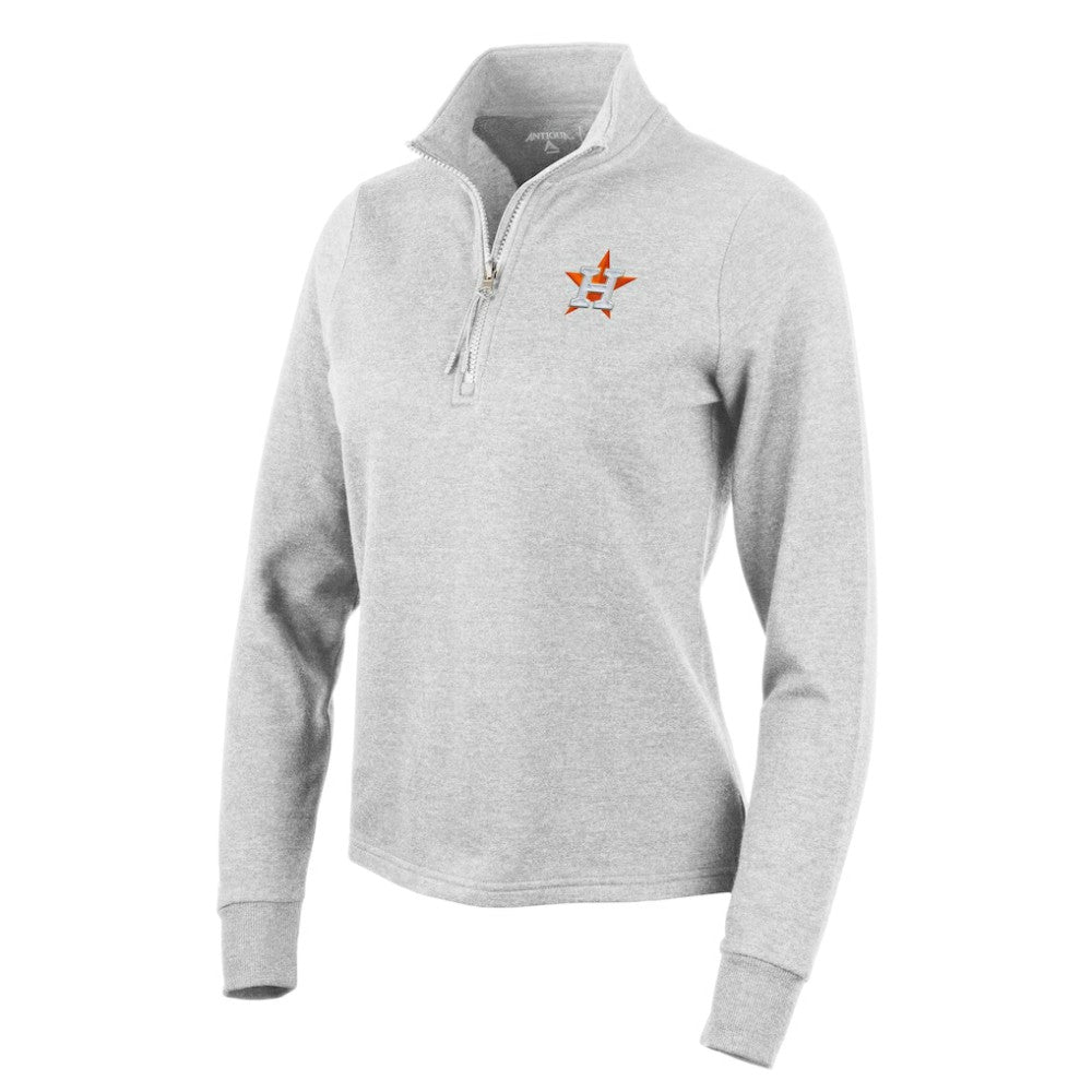Heather Gray Houston Astros Antigua Women's Action Quarter-Zip Pullover Sweatshirt