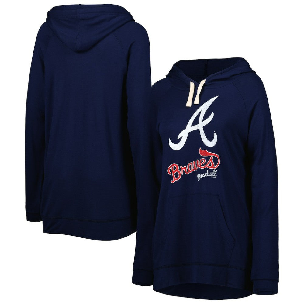 Navy Atlanta Braves Touch Women's Pre-Game Raglan Pullover Hoodie