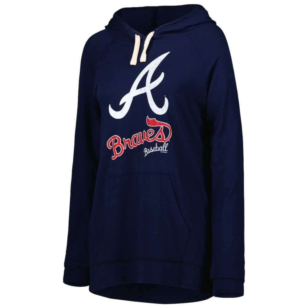 Navy Atlanta Braves Touch Women's Pre-Game Raglan Pullover Hoodie
