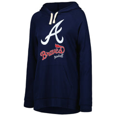 Navy Atlanta Braves Touch Women's Pre-Game Raglan Pullover Hoodie
