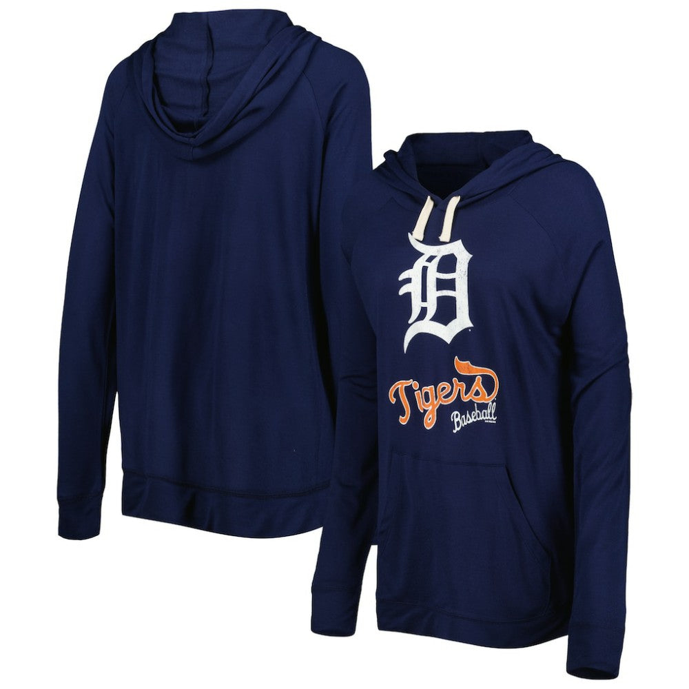 Navy Detroit Tigers Touch Women's Pre-Game Raglan Pullover Hoodie