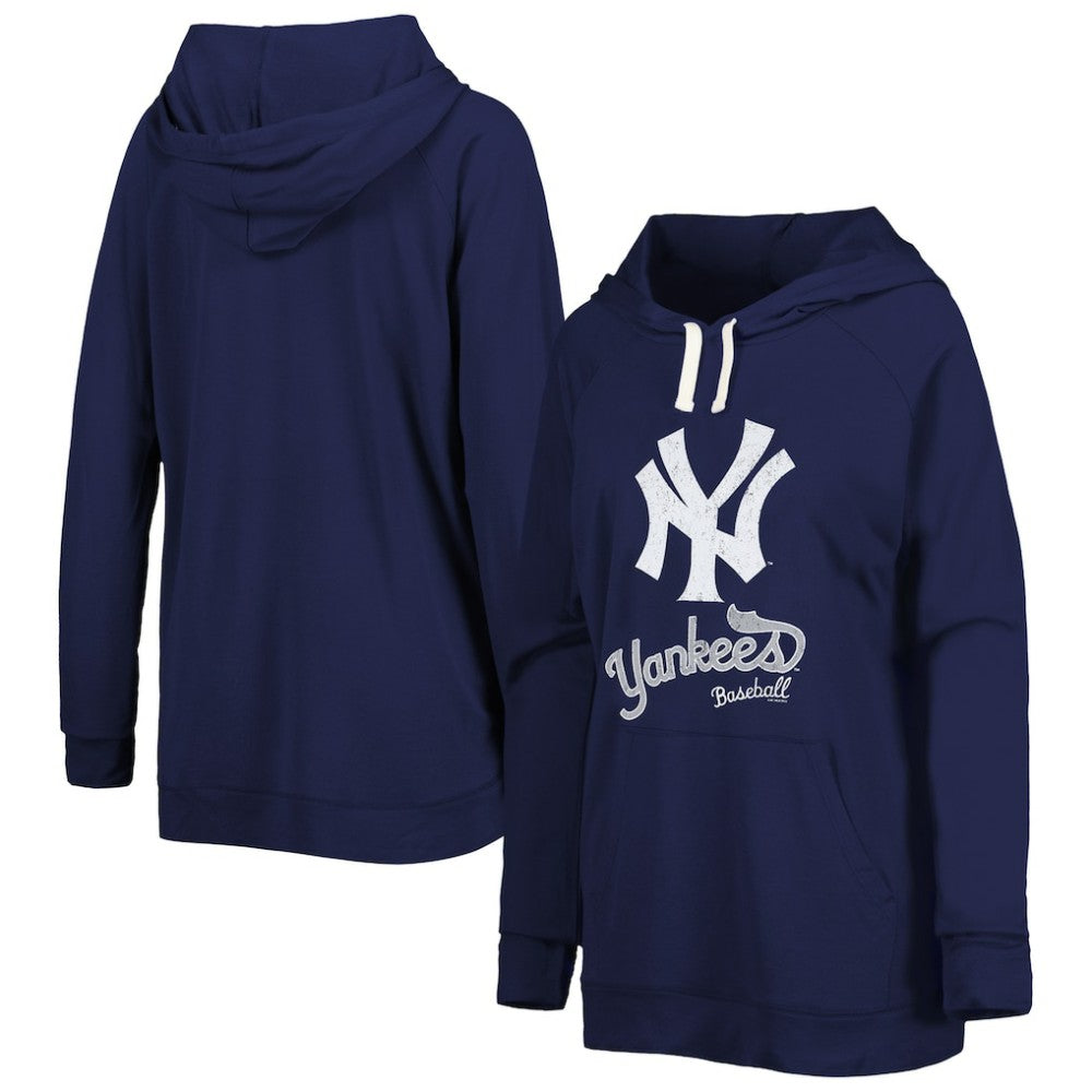 Navy New York Yankees Touch Women's Pre-Game Raglan Pullover Hoodie