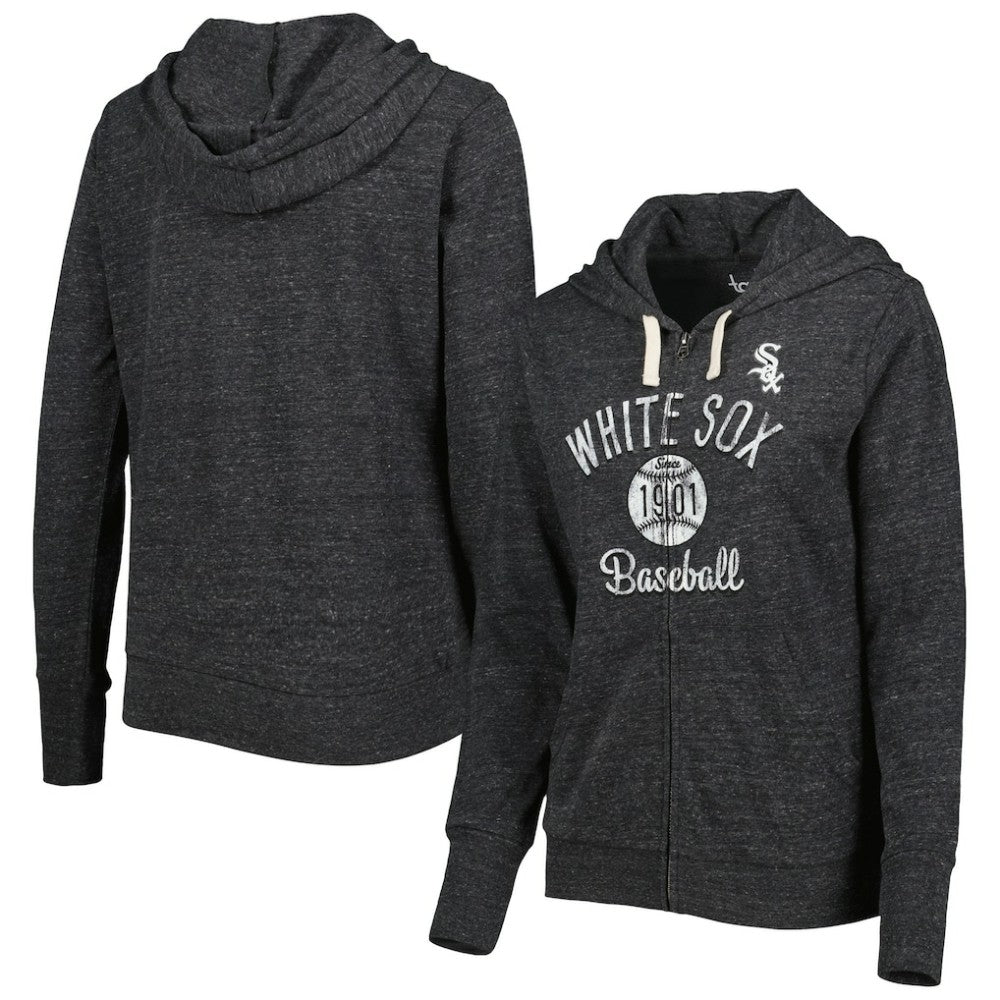 Black Chicago White Sox Touch Women's Training Camp Tri-Blend Lightweight Full-Zip Hoodie