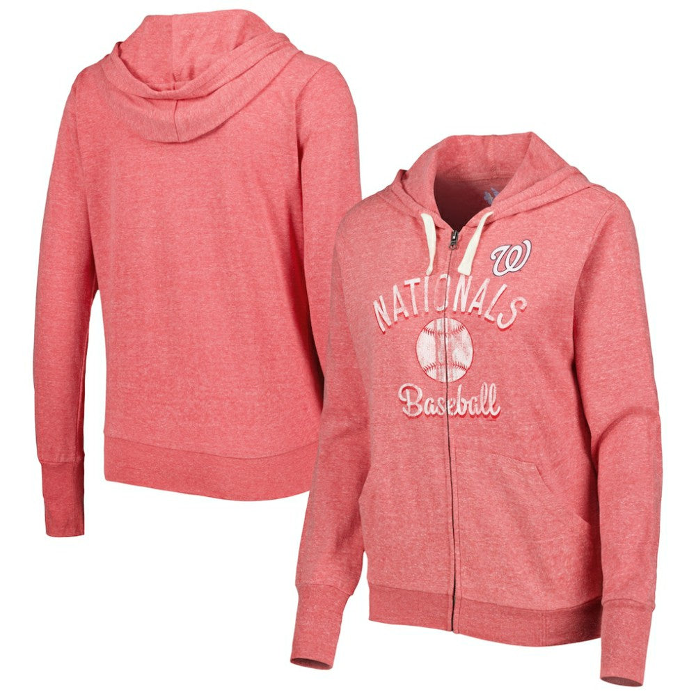 Red Washington Nationals Touch Women's Training Camp Tri-Blend Lightweight Full-Zip Hoodie