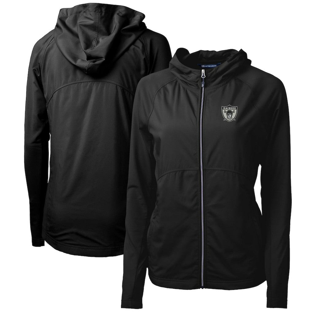 Cutter & Buck Women's Throwback Logo Adapt Eco Knit Hybrid Recycled Full-Zip Hoodie - Las Vegas Raiders Hoodies