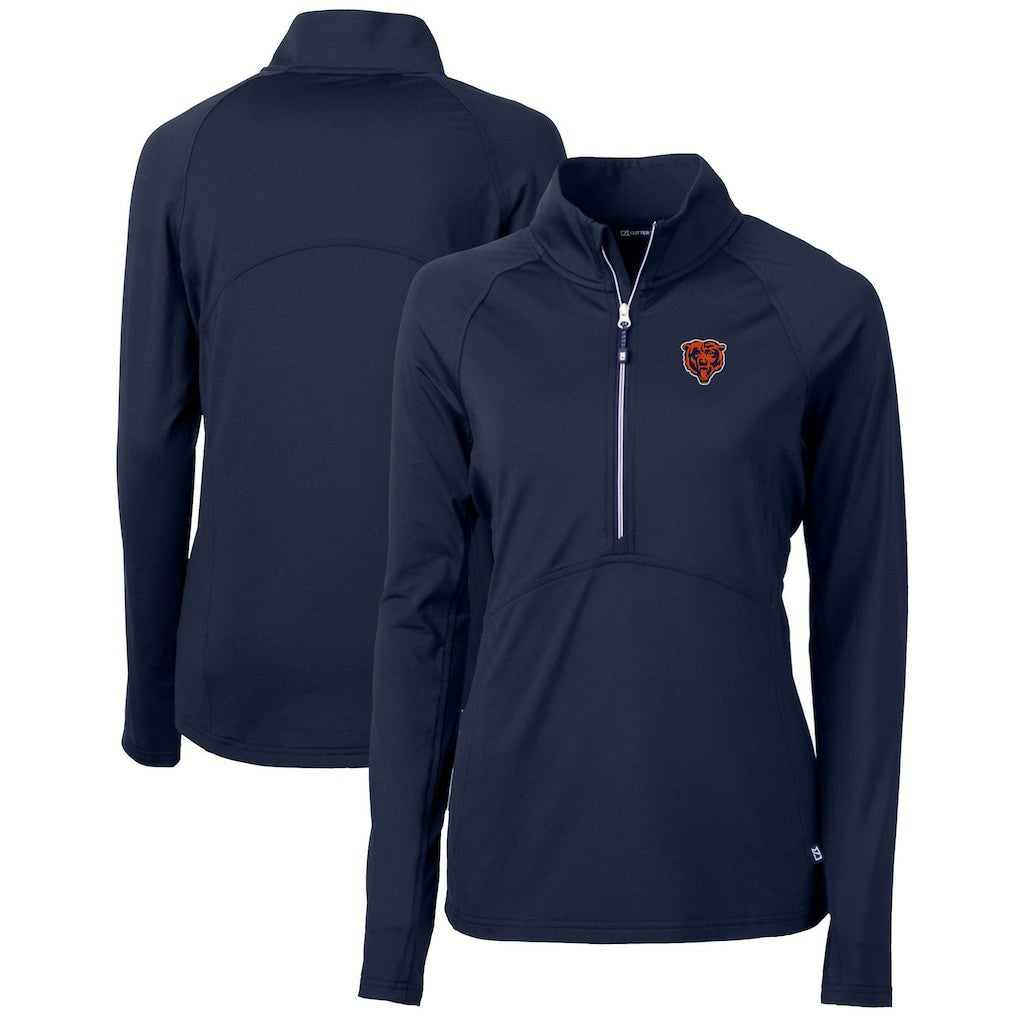 Cutter & Buck Women's Throwback Logo Adapt Eco Knit Stretch Recycled Half-Zip Pullover Top - Chicago Bears Pullover