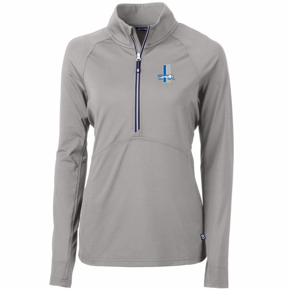 Cutter & Buck Women's Throwback Logo Adapt Eco Knit Stretch Recycled Half-Zip Pullover Top - Detroit Lions Pullover