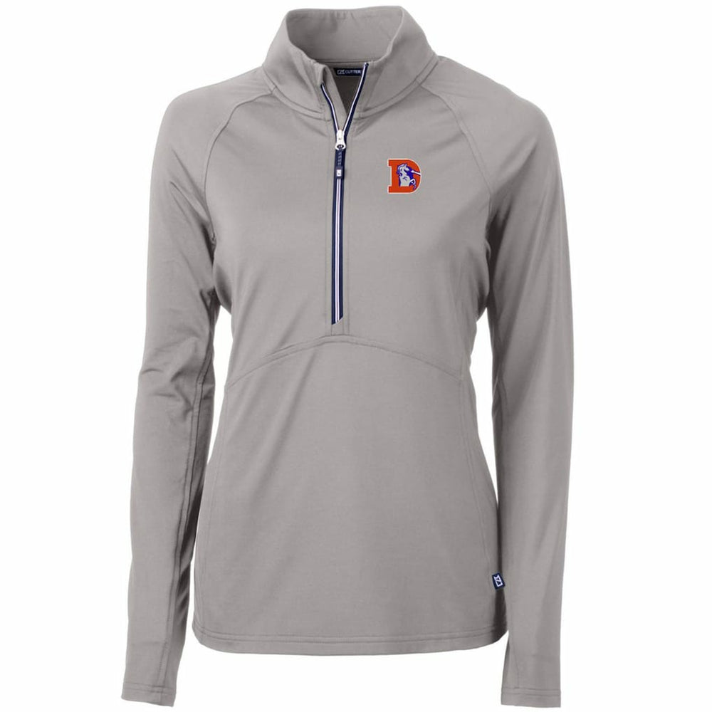 Cutter & Buck Women's Throwback Logo Adapt Eco Knit Stretch Recycled Half-Zip Pullover Top - Denver Broncos Pullover