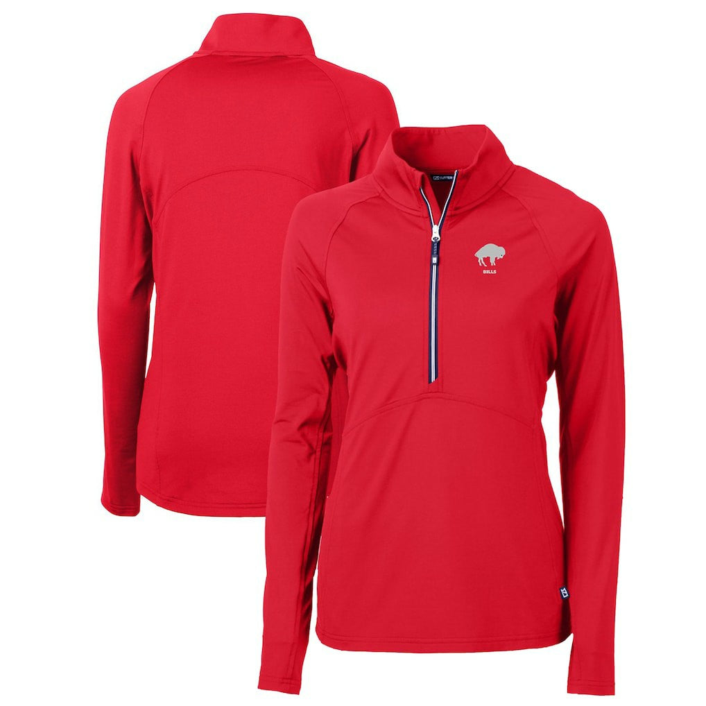 Cutter & Buck Women's Throwback Logo Adapt Eco Knit Stretch Recycled Half-Zip Pullover Top - Buffalo Bills Pullover
