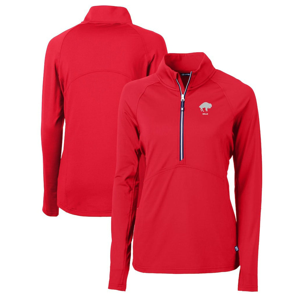 Cutter & Buck Women's Throwback Logo Adapt Eco Knit Stretch Recycled Half-Zip Pullover Top - Buffalo Bills Pullover