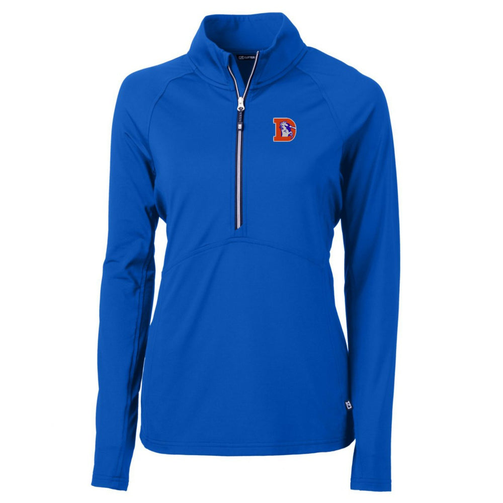 Cutter & Buck Women's Throwback Logo Adapt Eco Knit Stretch Recycled Half-Zip Pullover Top - Denver Broncos Pullover