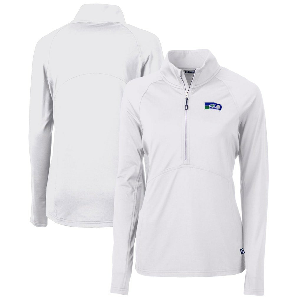 Cutter & Buck Women's Throwback Logo Adapt Eco Knit Stretch Recycled Half-Zip Pullover Top - Seattle Seahawks Pullover