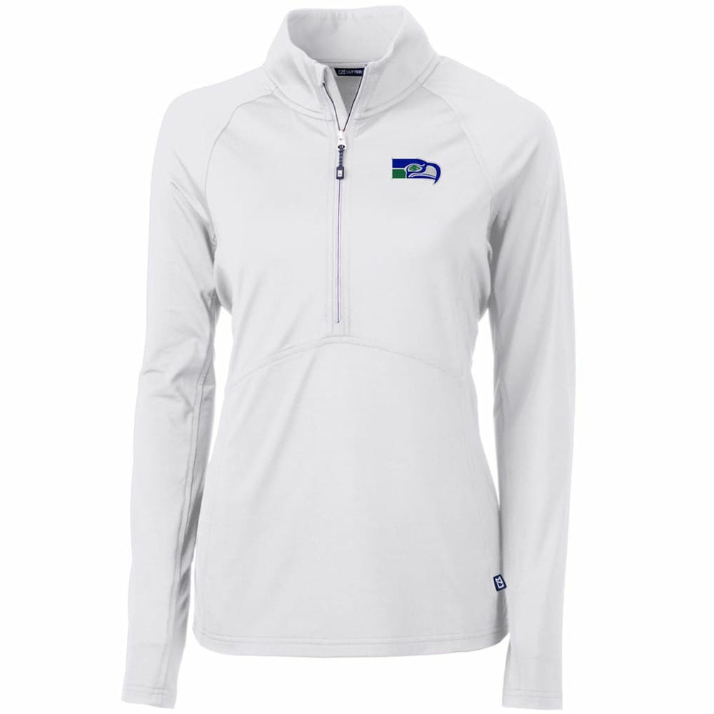 Cutter & Buck Women's Throwback Logo Adapt Eco Knit Stretch Recycled Half-Zip Pullover Top - Seattle Seahawks Pullover