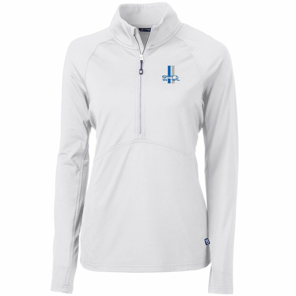 Cutter & Buck Women's Throwback Logo Adapt Eco Knit Stretch Recycled Half-Zip Pullover Top - Detroit Lions Pullover