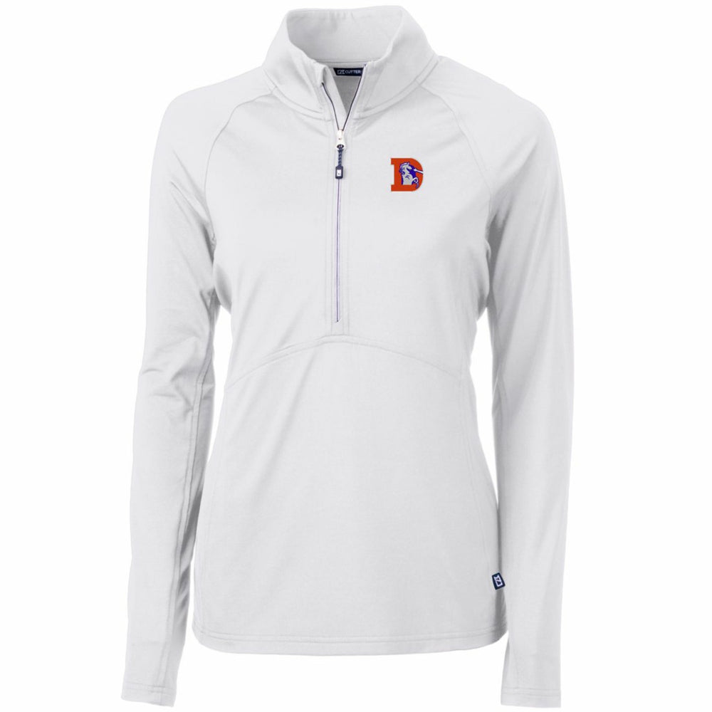 Cutter & Buck Women's Throwback Logo Adapt Eco Knit Stretch Recycled Half-Zip Pullover Top - Denver Broncos Pullover