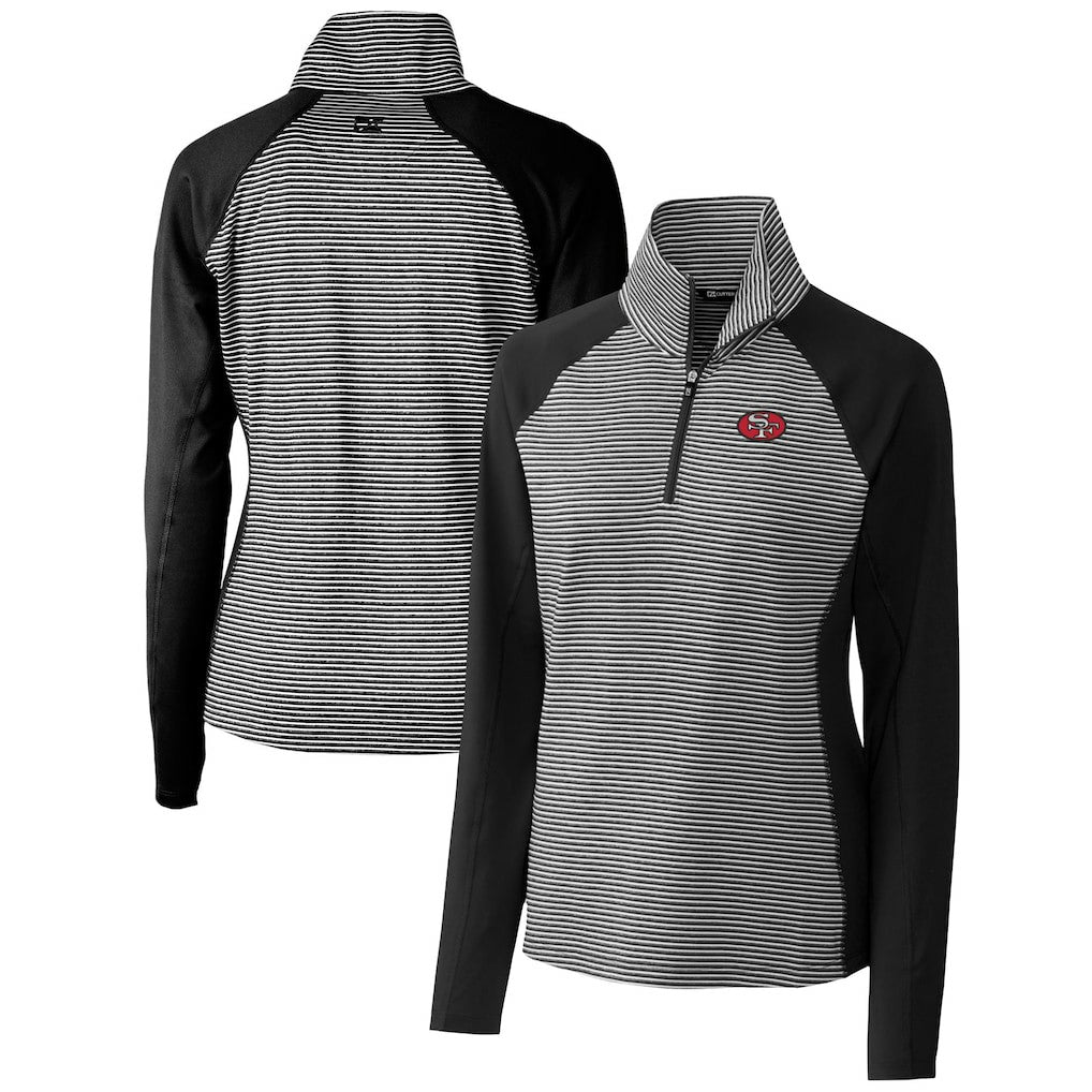 Cutter & Buck Women's Throwback Logo Forge Tonal Stripe Stretch Half-Zip Pullover Top - San Francisco 49ers Pullover
