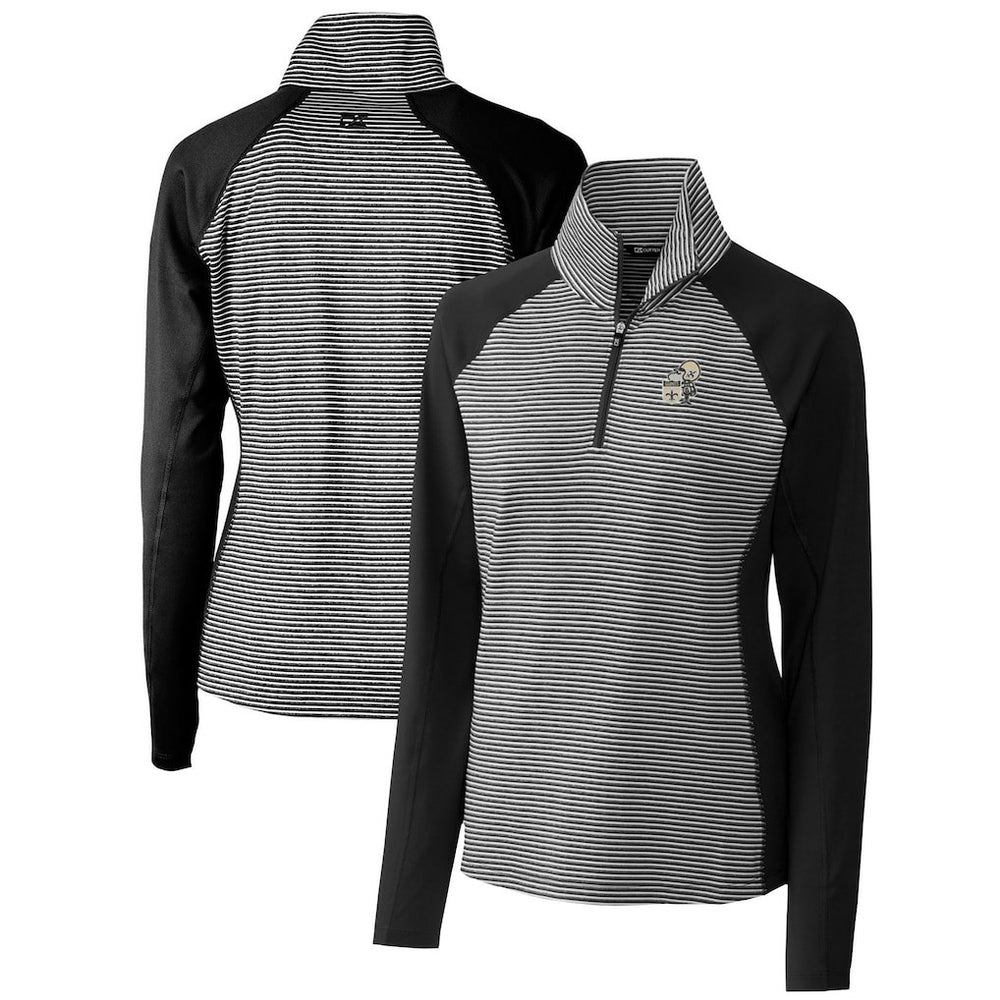 Cutter & Buck Women's Throwback Logo Forge Tonal Stripe Stretch Half-Zip Pullover Top - New Orleans Saints Pullover
