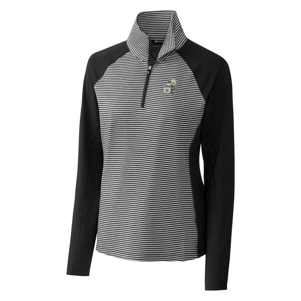 Cutter & Buck Women's Throwback Logo Forge Tonal Stripe Stretch Half-Zip Pullover Top - New Orleans Saints Pullover
