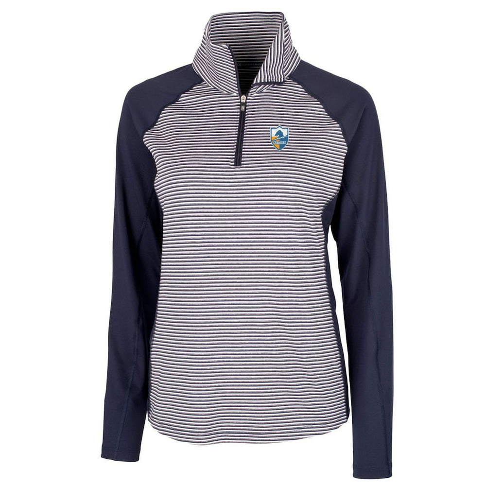 Cutter & Buck Women's Throwback Logo Forge Tonal Stripe Stretch Half-Zip Pullover Top - Los Angeles Chargers Pullover