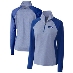 Cutter & Buck Women's Throwback Logo Forge Tonal Stripe Stretch Half-Zip Pullover Top - Seattle Seahawks Pullover