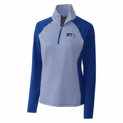 Cutter & Buck Women's Throwback Logo Forge Tonal Stripe Stretch Half-Zip Pullover Top - Seattle Seahawks Pullover