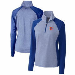 Cutter & Buck Women's Throwback Logo Forge Tonal Stripe Stretch Half-Zip Pullover Top - Denver Broncos Pullover
