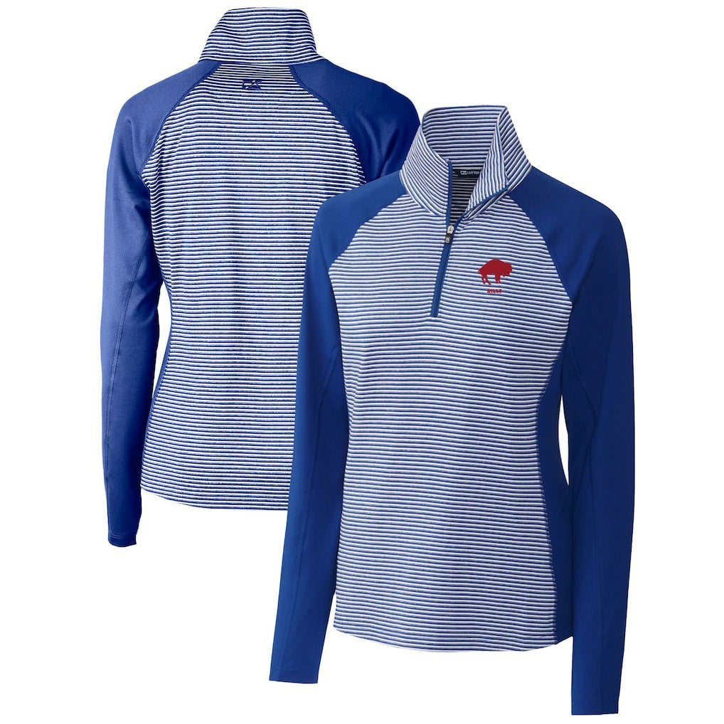 Cutter & Buck Women's Throwback Logo Forge Tonal Stripe Stretch Half-Zip Pullover Top - Buffalo Bills Pullover