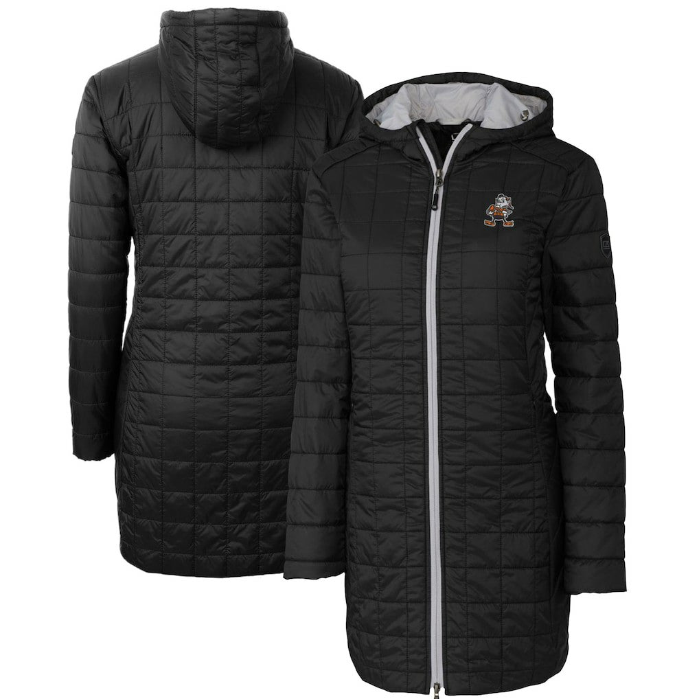 Cutter & Buck Women's Throwback Logo Rainier Primaloft Eco Full-Zip Hoodie Long Coat - Cleveland Browns Hoodies