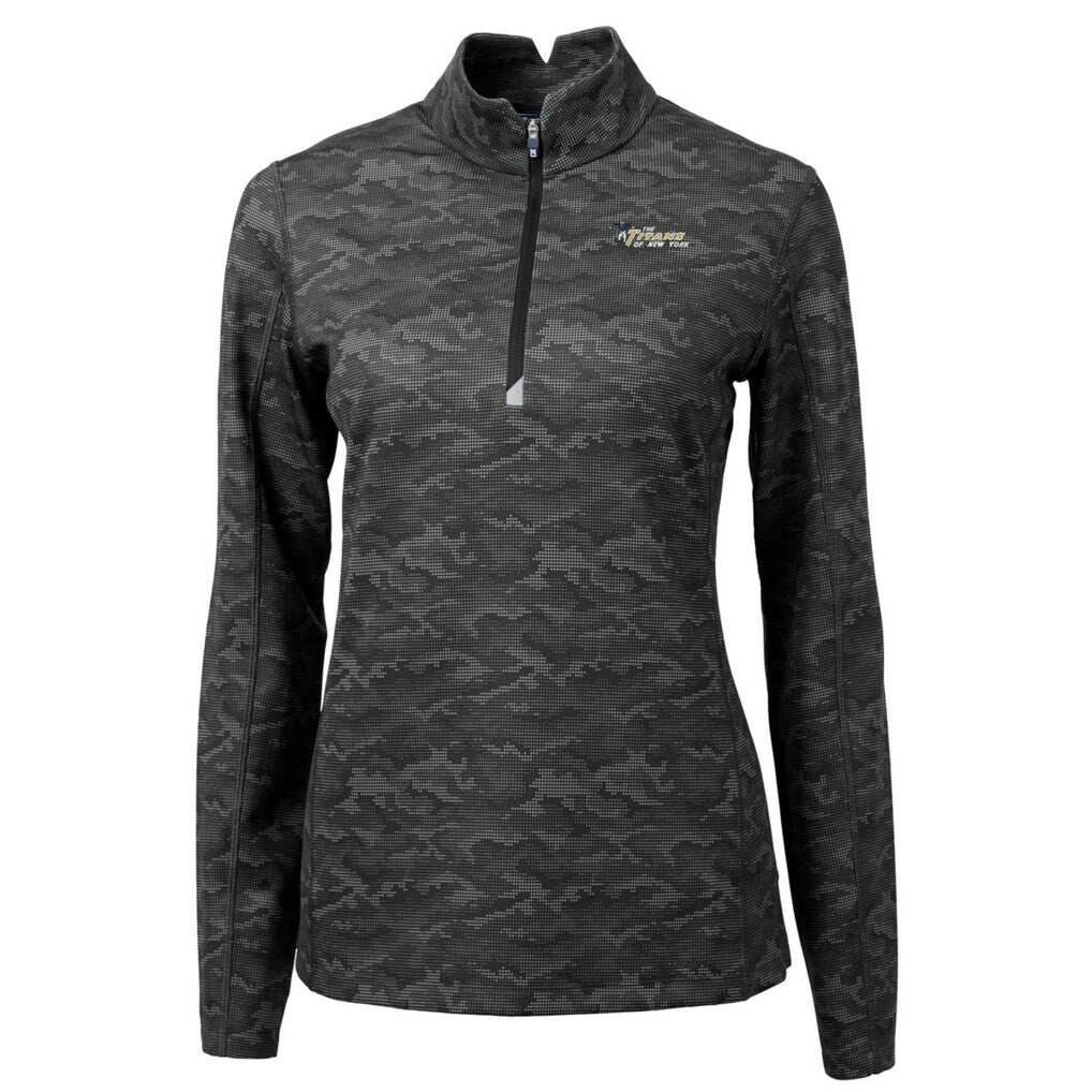 Cutter & Buck Women's Throwback Logo Traverse Camo Quarter-Zip Pullover Top - New York Jets Pullover