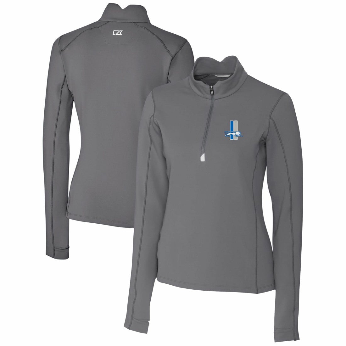 Cutter & Buck Women's Throwback Logo Traverse Stretch Quarter-Zip Pullover Top - Detroit Lions Pullover
